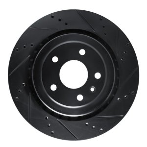 Chevrolet Corvette Brake Rotor (1) - Rear Right - R1 Concepts - Drilled & Slotted - Black - `14-`19